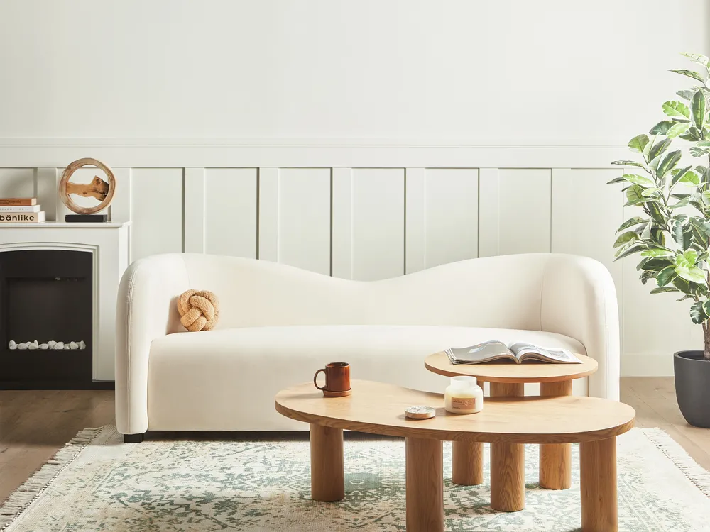 Sofa 3 Seater VELTADA Velvet Off-White