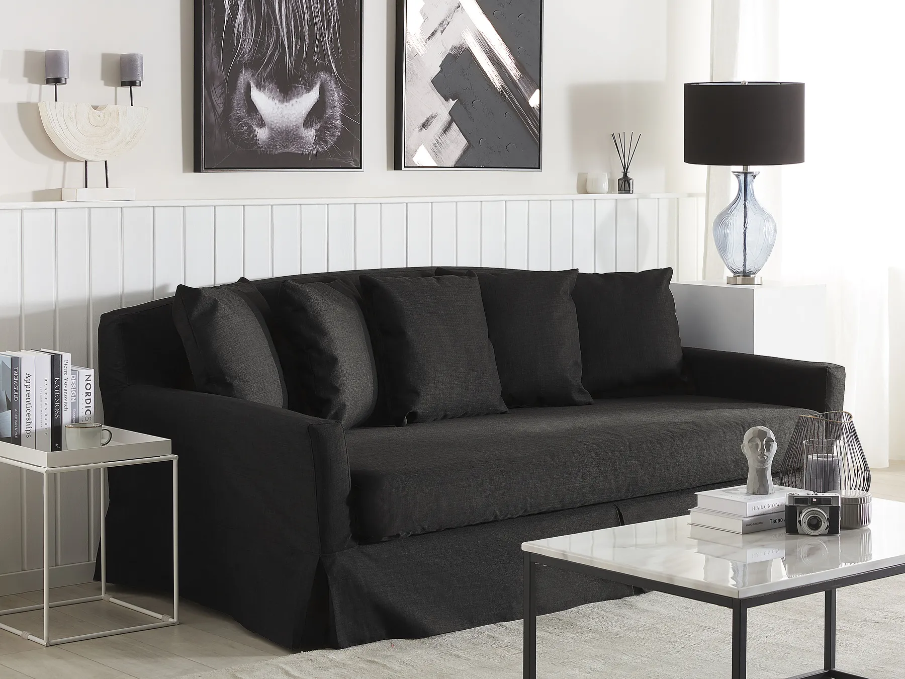 Sofa 3-Sitzer GILJA Stoff Schwarz_792579