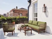 Lounge Set mit Tisch 4-Sitzer CREMONA Akazienholz Dunkelbraun / Grün rechtsseitig_1099801