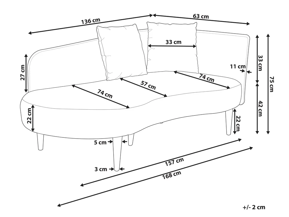 Rechtsseitige Chaiselongue CHAUMONT Samtstoff Taupe_880849