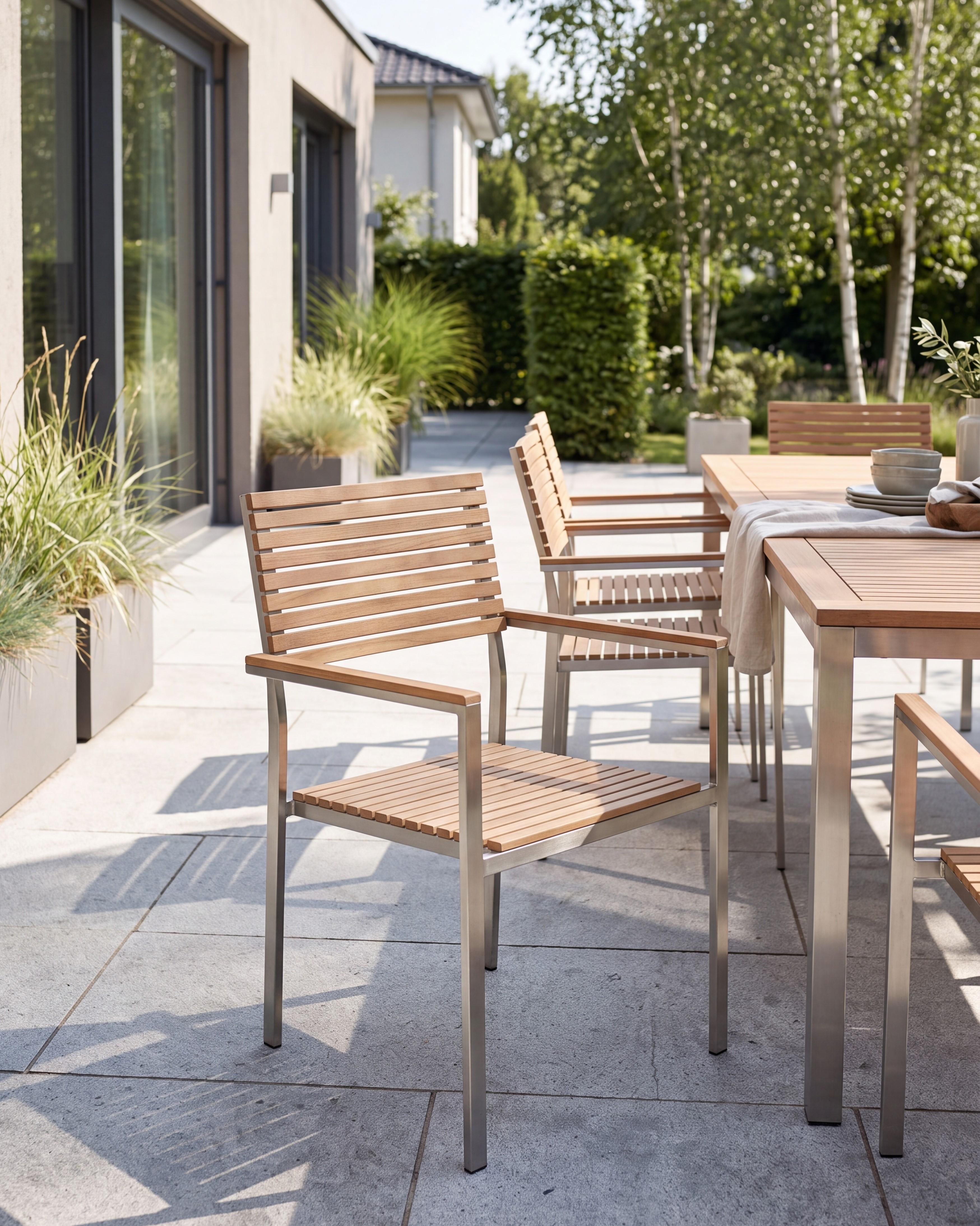 Gartenstuhl 6er Set VIAREGGIO zertifiziertes Teakholz Braun
