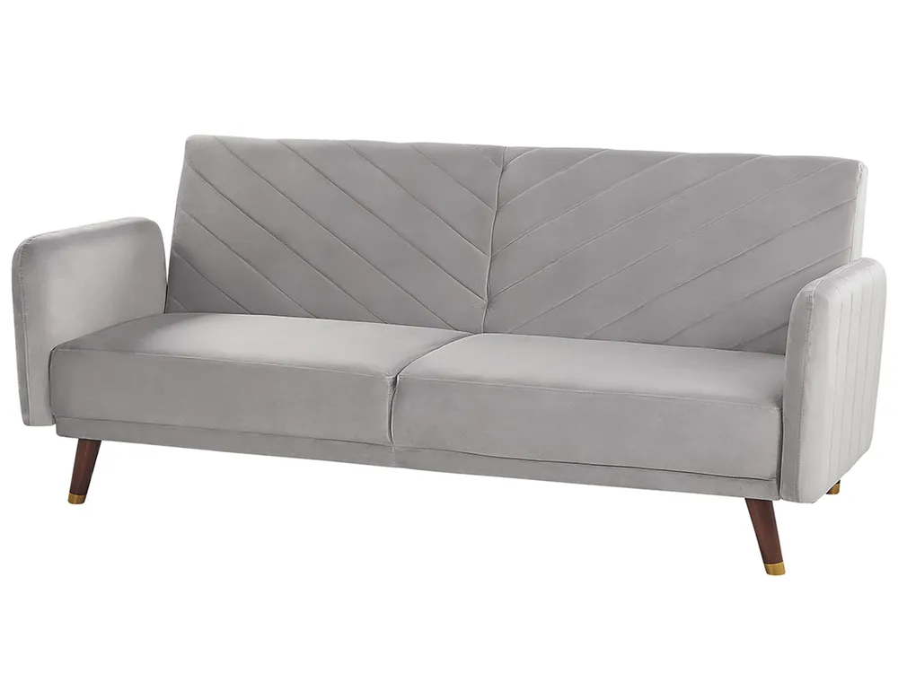 Schlafsofa 3-Sitzer SENJA Samtstoff Hellgrau_818047