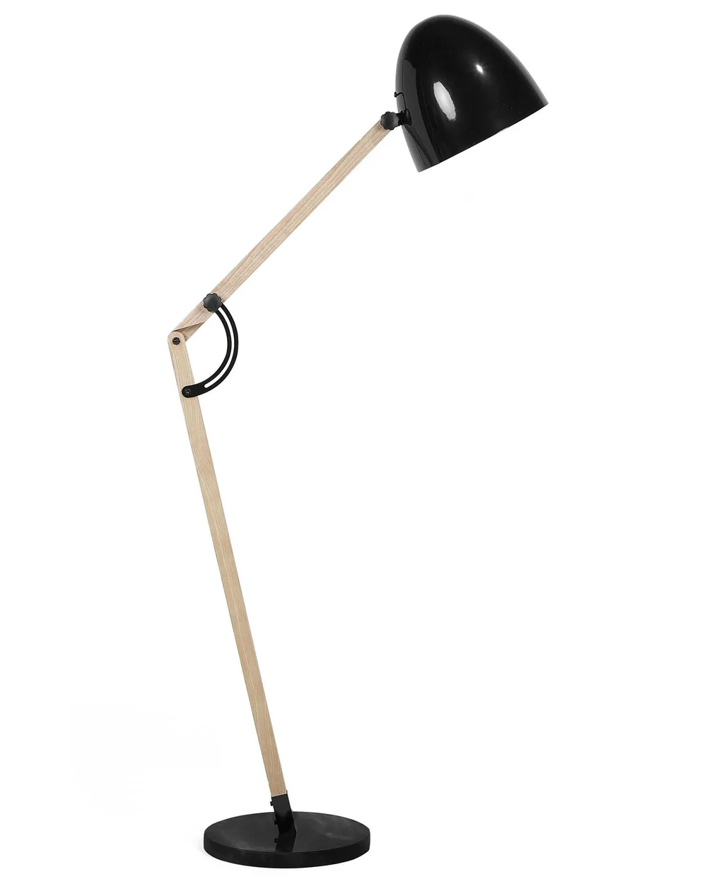Stehlampe HETTON verstellbar Eichenholz Schwarz