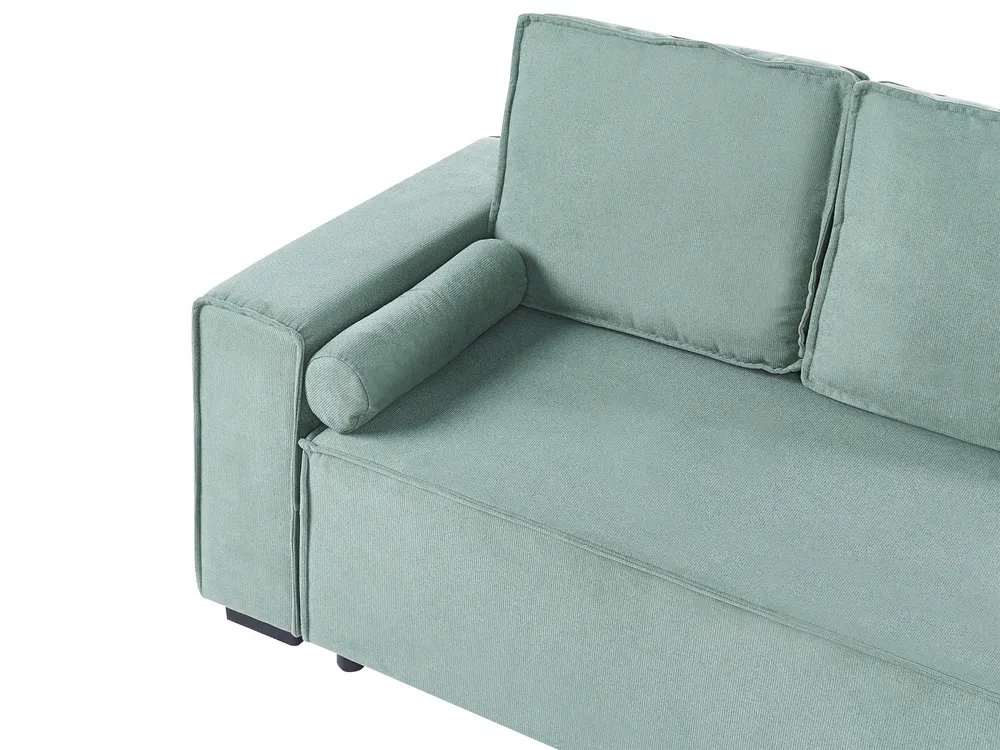 Eckschlafsofa 3-Sitzer EDANE mit Stauraum Stoff Hellgrün linksseitig_1057288