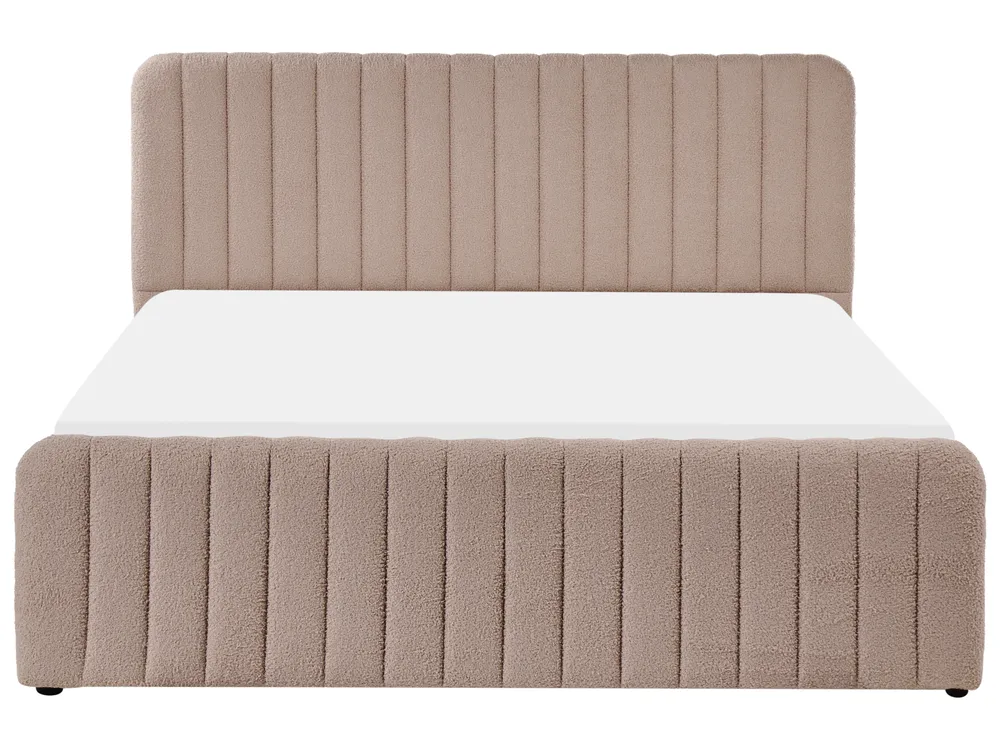 Ottoman Bed LUNAN Boucle Taupe 160 x 200 cm (EU King Size)_1048575