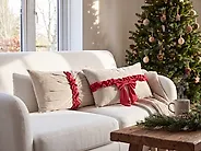 Dekokissen 2er Set BELLE 50 x 30 cm Samtstoff Taupe Weihnachtsmotiv_1175464
