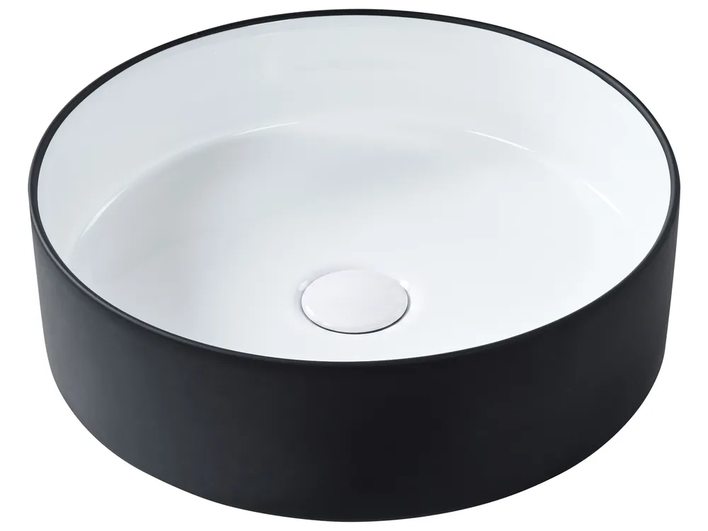 Aufsatzwaschbecken TEBAR ⌀ 40 cm Keramik Schwarz / Weiß