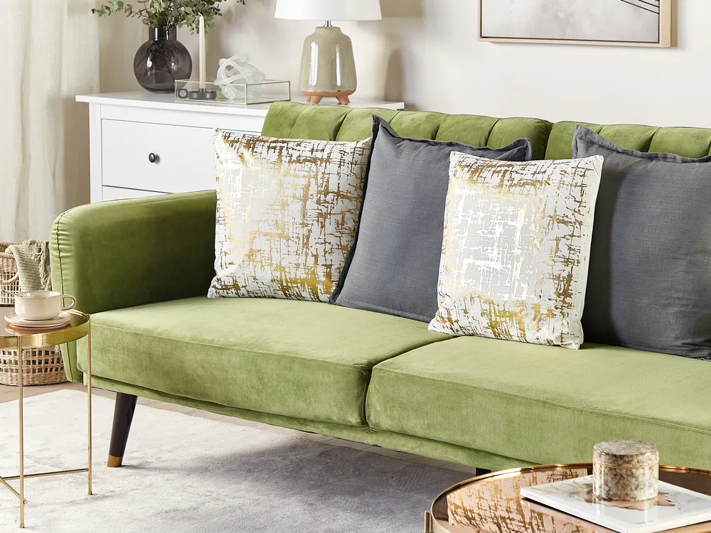 Dekokissen 2er Set GARDENIA 45 x 45 cm Baumwolle Gold Abstraktes Muster