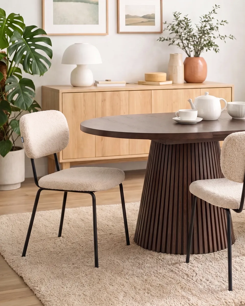 Set mit 2 Stühlen ADAIR Bouclé Beige_1093250
