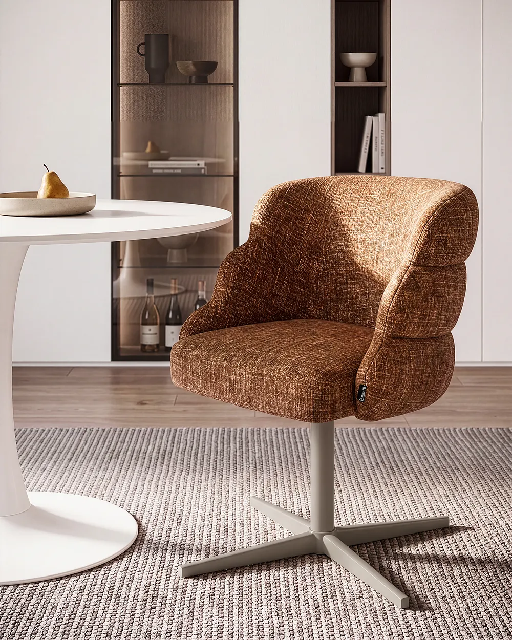 Dining Chair Swivel YOUNGSTOWN Fabric Golden Brown
