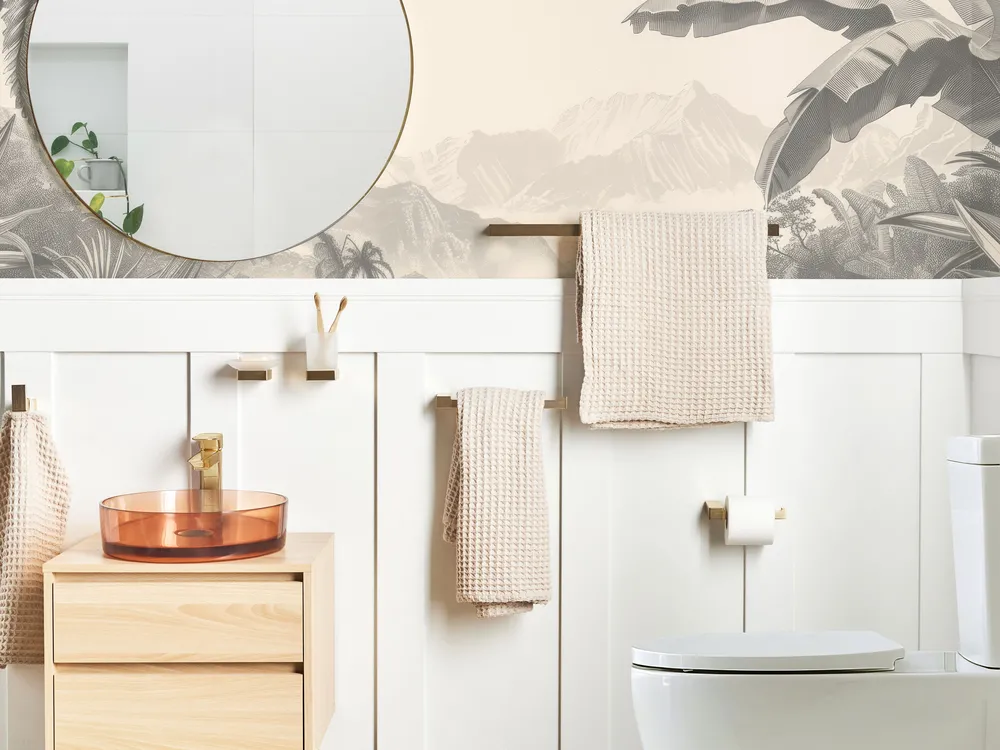 6-Piece Bathroom Hardware Set TUMACO with Towel Bars and Hooks Gold_1078828