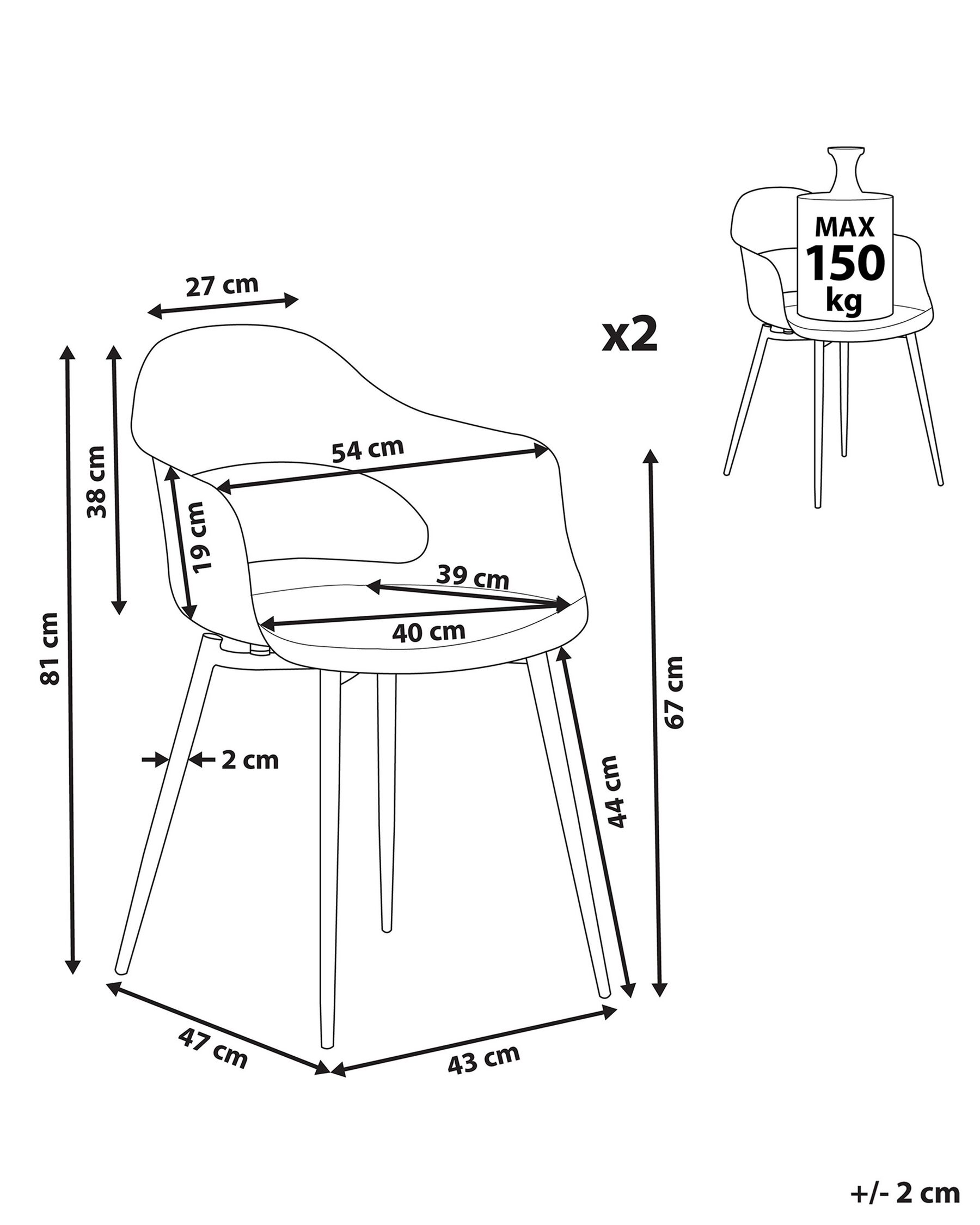 Set of 2 Dining Chairs UTICA Black_805399