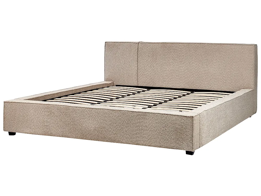 Bett mit Lattenrost Bouclé MIRANDE 180 x 200 cm Taupe_1178976