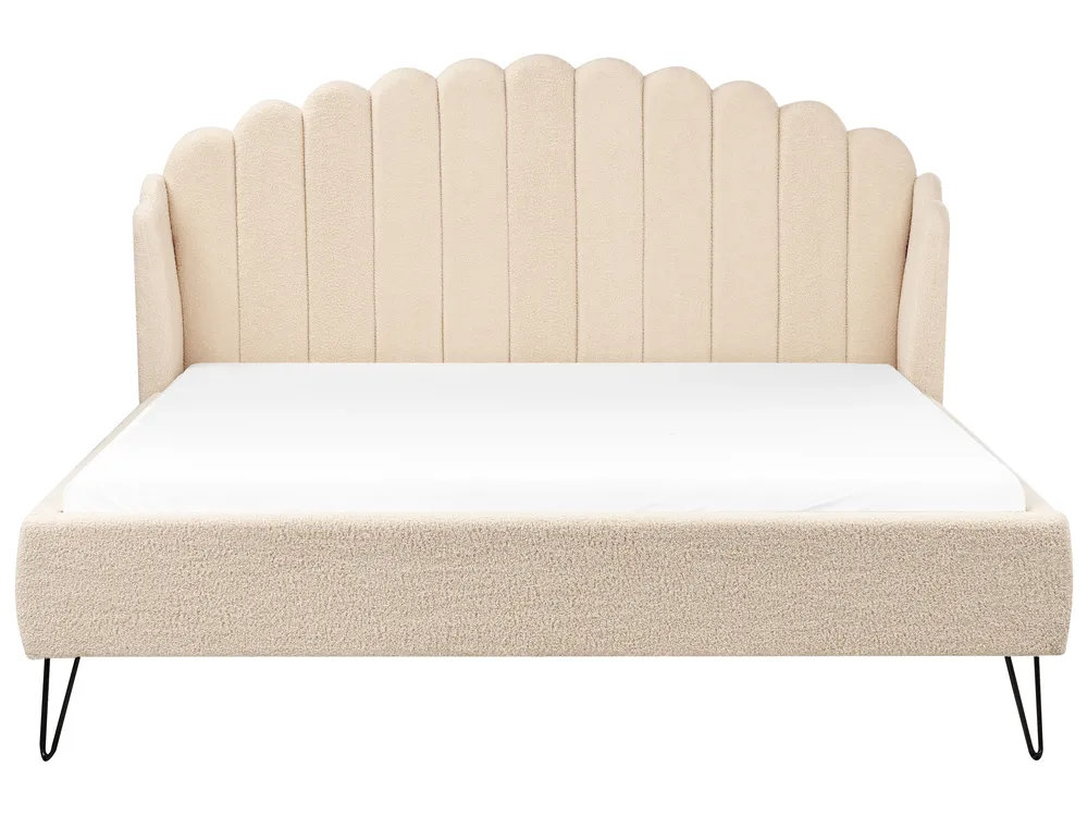 Bett mit Lattenrost Bouclé AMBILLOU 180 x 200 cm Beige_967554