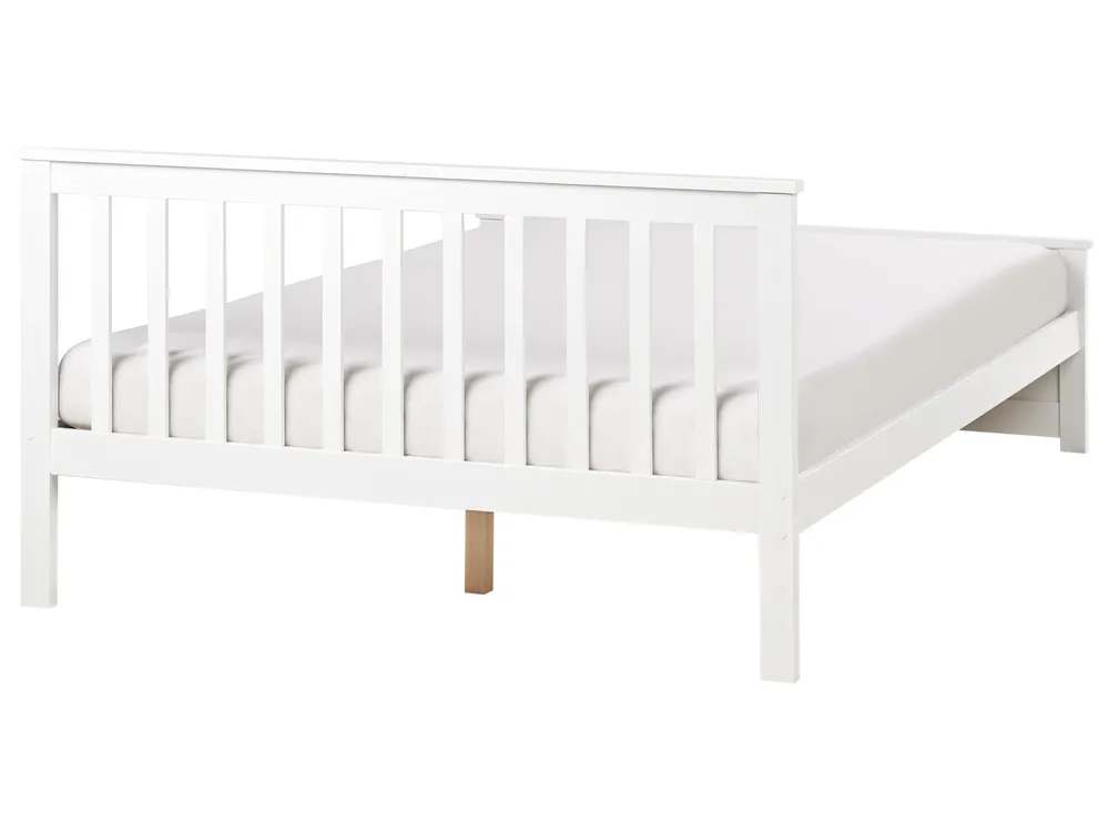Bett mit Lattenrost Kiefernholz OLENDON 140 x 200 cm Weiß_954753