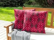 Gartenkissen 2er Set MEZZANO Geometrisches Muster 45 x 45 cm Rosa_881450