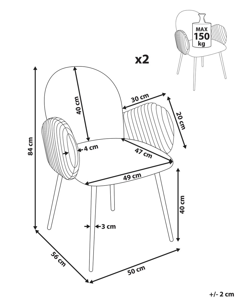 Set of 2 Dining Chairs AMITY Fabric Brown_1037336