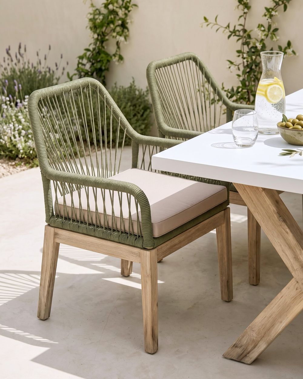 Set van 2 stoelen met zitkussen OLBIA Olijfgroen