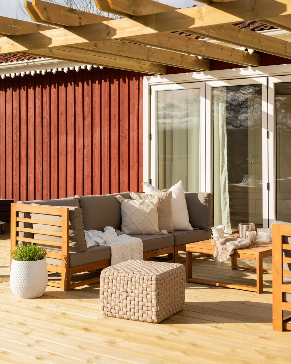 Gartensofa 3-Sitzer TRANI modular zertifiziertes Akazienholz Hellbraun_982548
