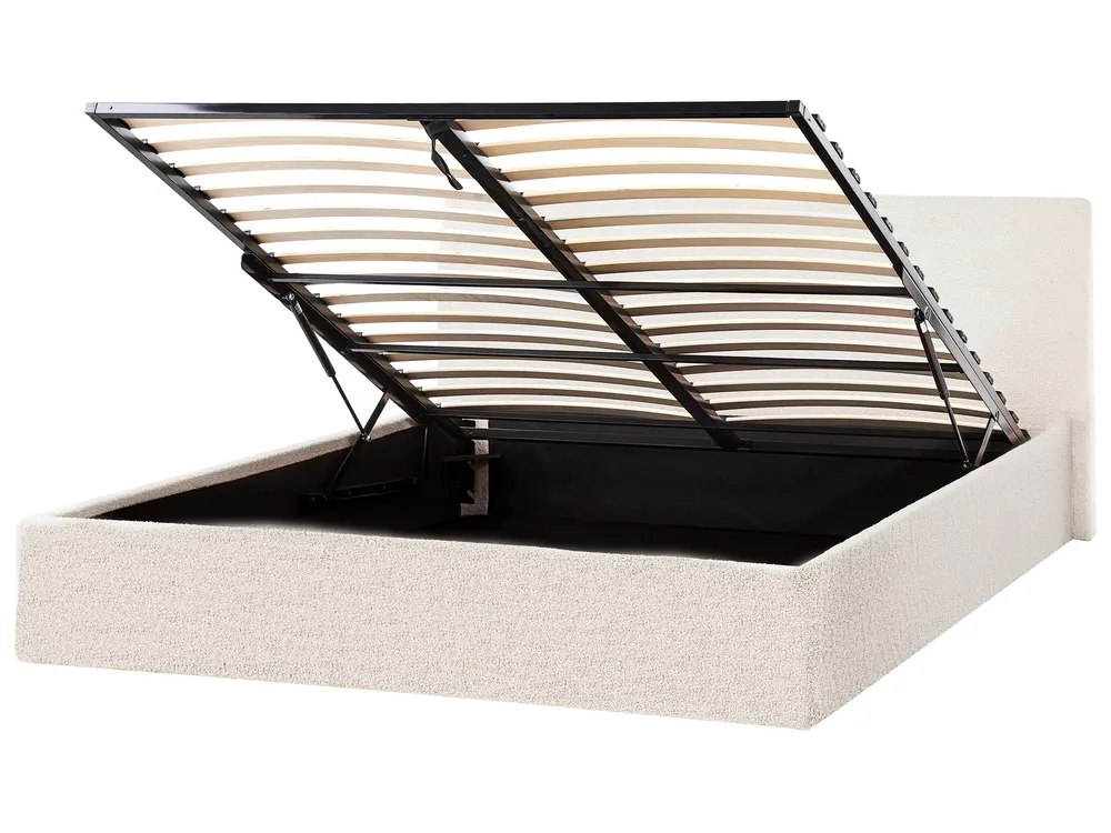 Bett mit Stauraum ORBEY Bouclé Cremeweiß 140 x 200 cm_981707
