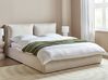 Bett mit Stauraum BAJONNA Stoff Hellbeige 160 x 200 cm
