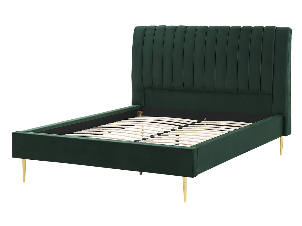 Bett mit Lattenrost Samtstoff MARVILLE 140 x 200 cm Smaragdgrün_835910