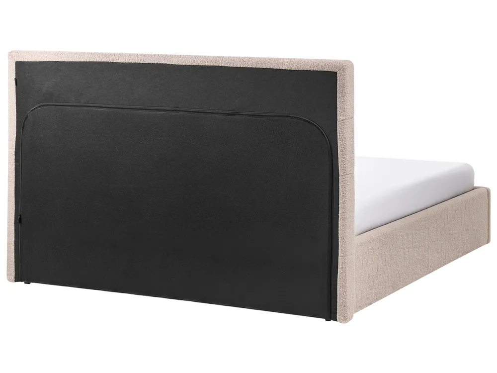Ottoman Bed LORIENT Boucle Beige 160 x 200 cm (EU King Size)_1040253