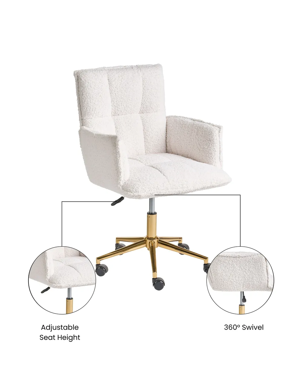 Desk Chair MANULU Boucle White_1065162