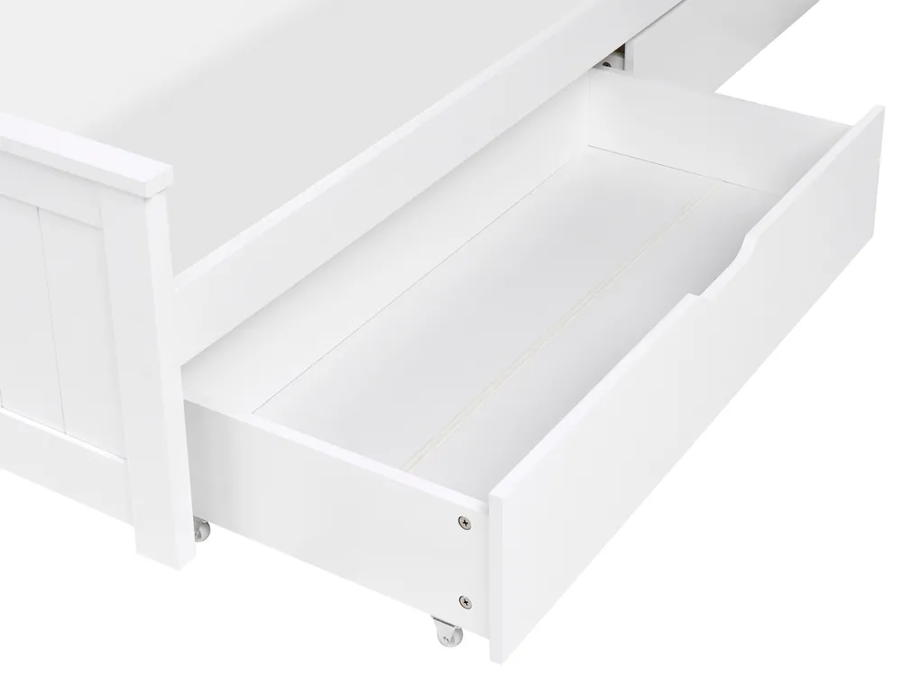 Bett mit 2 Schubladen SABRAN Kiefernholz Weiß 180 x 200 cm_1061328