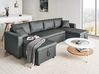 U-Shape Sofa Bed 5 Seater SOMMEN with Storage Fabric Dark Grey