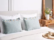 Set of 2 Decorative Cushions TALYA 40 x 60 cm Mint Green Checked_1079836