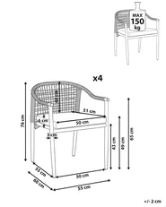 Set mit 4 Stühlen und Sitzkissen OZZERO Metall Schwarz_1080857