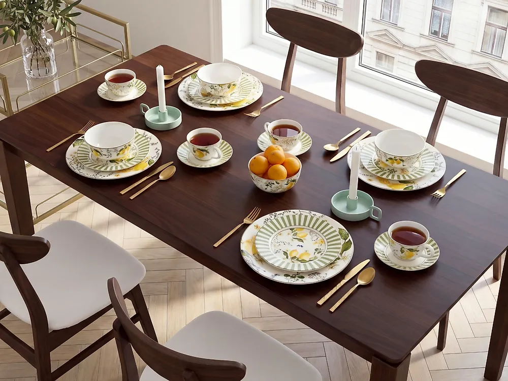 20-Piece Dinnerware Set LEMONGRASS Porcelain White/Green