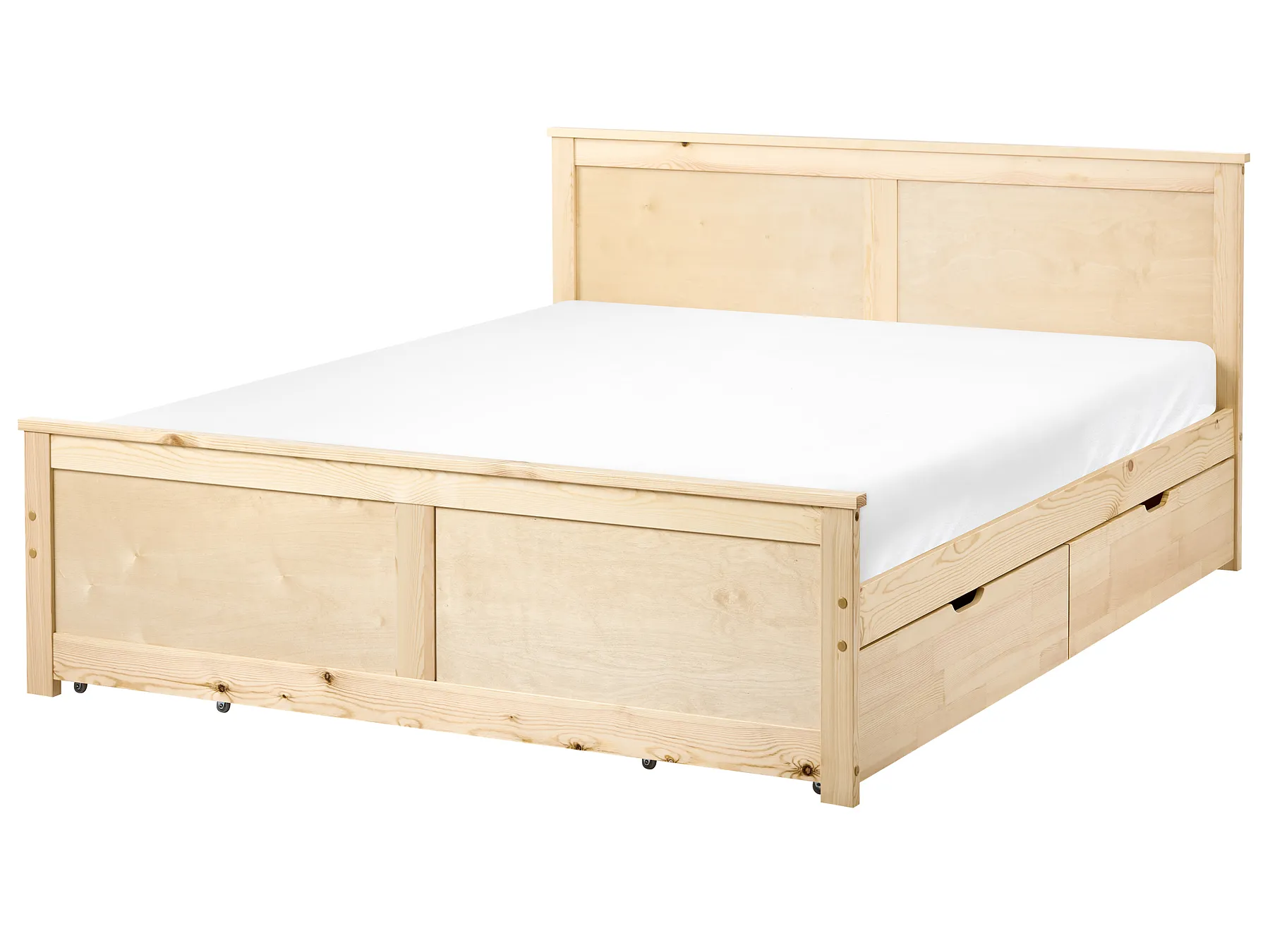 Lit avec 4 tiroirs DAUPHIN Bois de pin Marron clair 140 x 200 cm_1059831