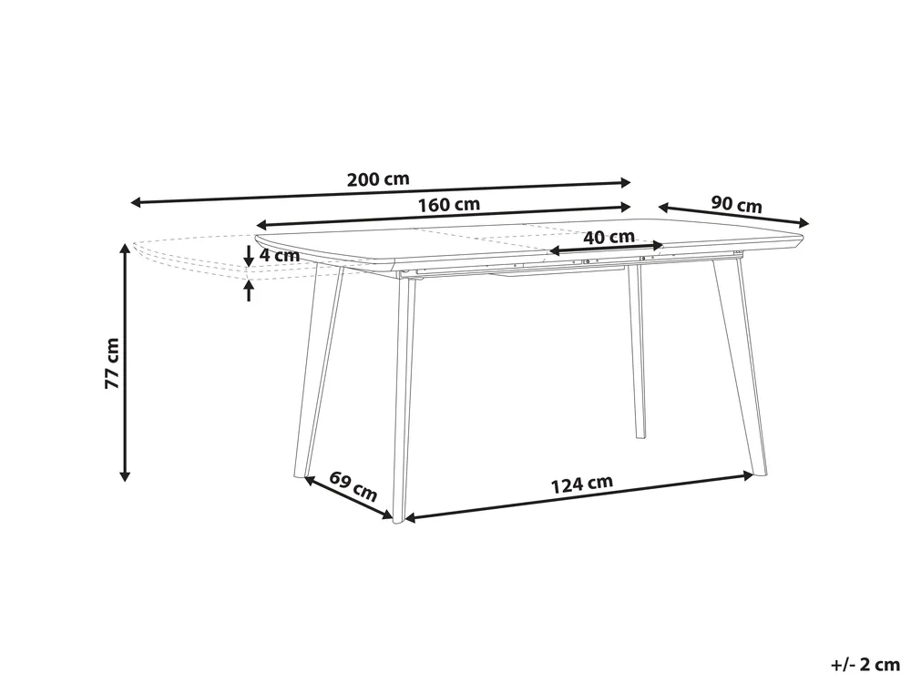 Ausziehbarer Esstisch MOSBY Marmor Optik / Gold 160/200 cm 90 cm_793892