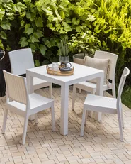 Gartenstuhl 4er Set FOSSANO Kunststoff Weiß_807970