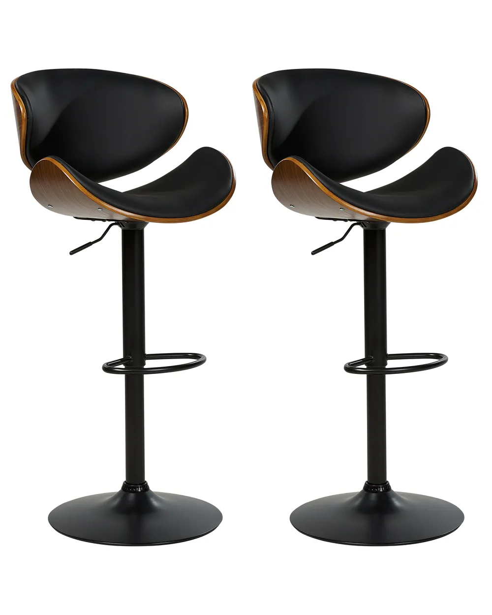 Set mit 2 Barstühlen ROTTERDAM II drehbar Kunstleder Schwarz