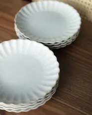 Set of 8 Side Plates NETTLE Stoneware Off-White_1035916