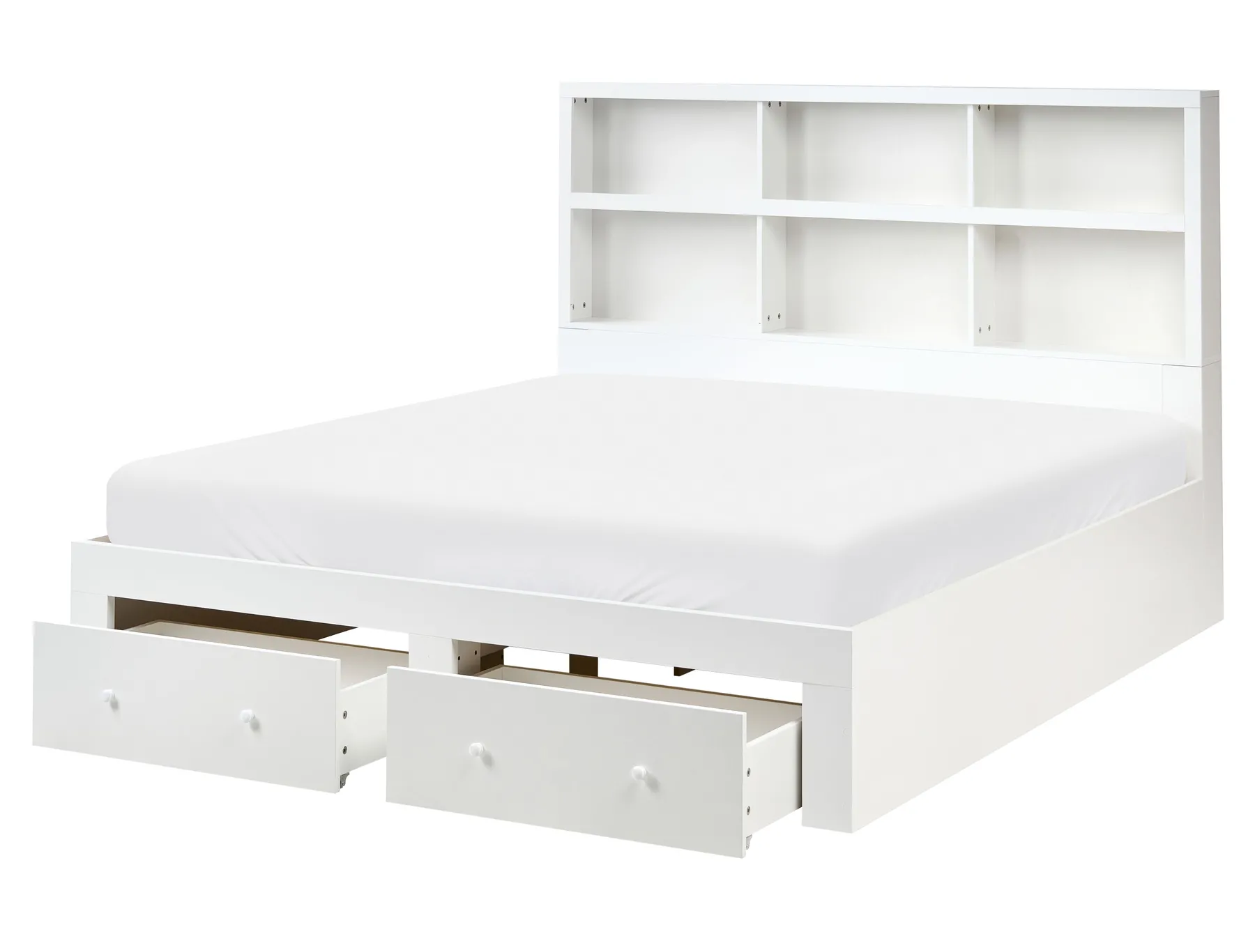 Bed with Storage Drawers TARARE White 160 x 200 cm (EU King Size)_1033152