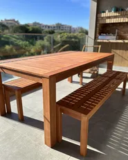 Garden Dining Set with Benches 6 Seater MONSANO Eucalyptus Wood Brown_923613