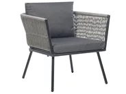 Bistro Set with Cushions GARGANO PE Rattan Grey_856481