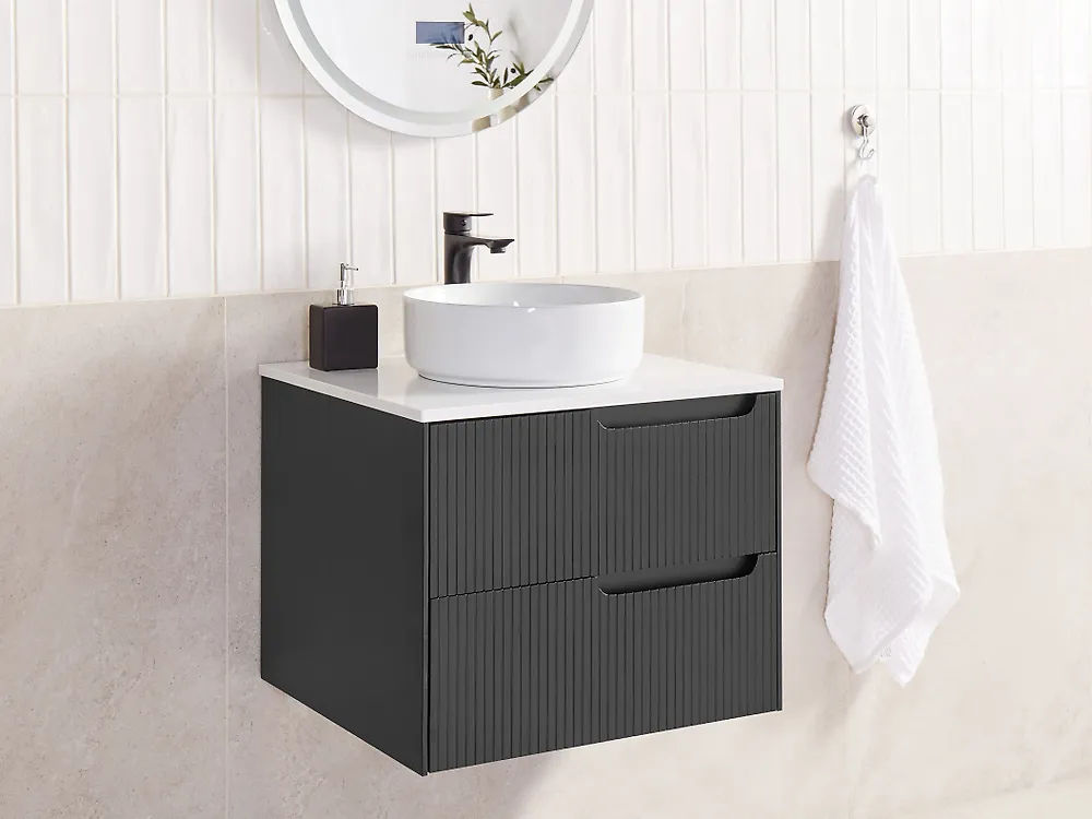 Wall Mounted Vanity Unit QUINTELA 60 cm Black_1173917