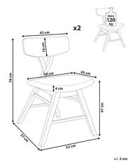 Set of 2 Dining Chairs LELAND Wood Brown/ Off-White_1065917
