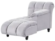 Linksseitige Chaiselongue LORMONT Samtstoff Hellgrau_763319