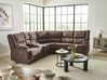 Ecksofa elektrisch verstellbar 5-Sitzer ROKKE mit USB-Anschluss Stoff Braun linksseitig