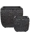 Set mit 2 Blumentöpfen BERBERIS 34/45 cm Polyrattan Schwarz