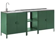 Outdoor-Küche 3er Set mit Spüle VILAMA Grün Metall_974299