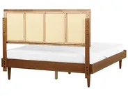 Bett mit LED Rattan AURAY 160 x 200 cm Braun_943910