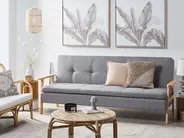 Sofa Bed 3 Seater TJORN Fabric Light Grey_813479