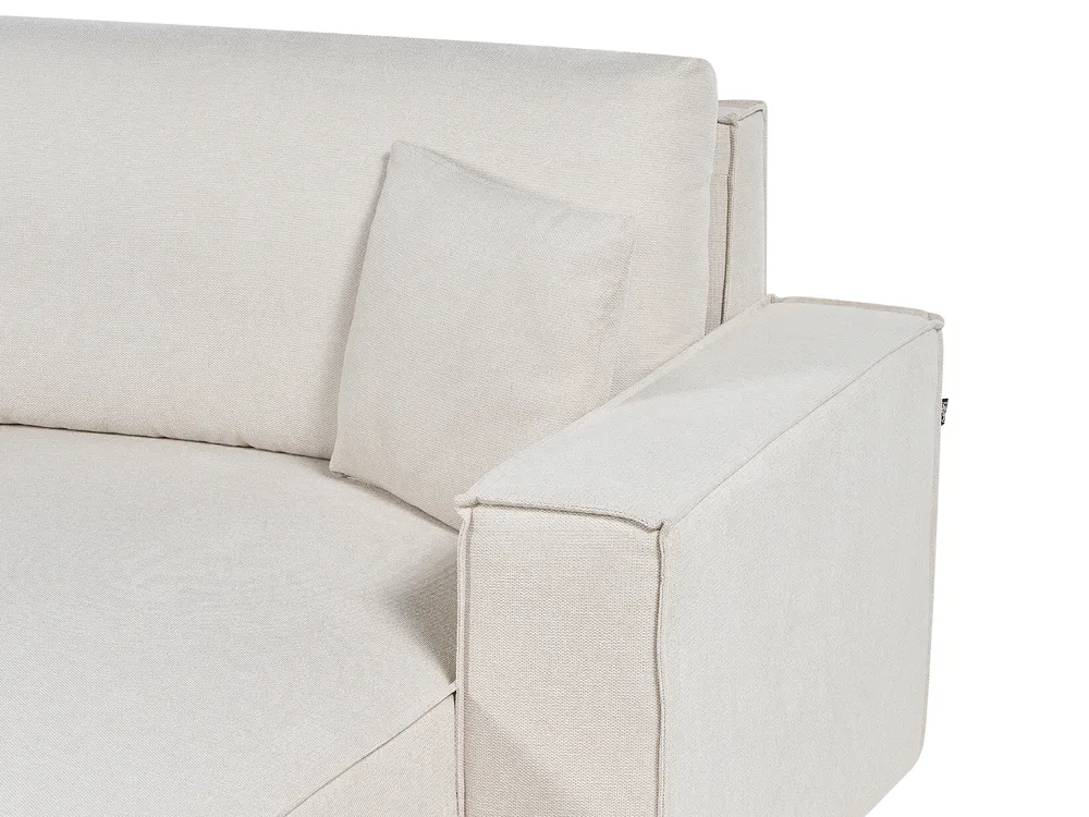 Schlafsofa 3-Sitzer KARILA mit Stauraum Stoff Hellbeige linksseitig_885998